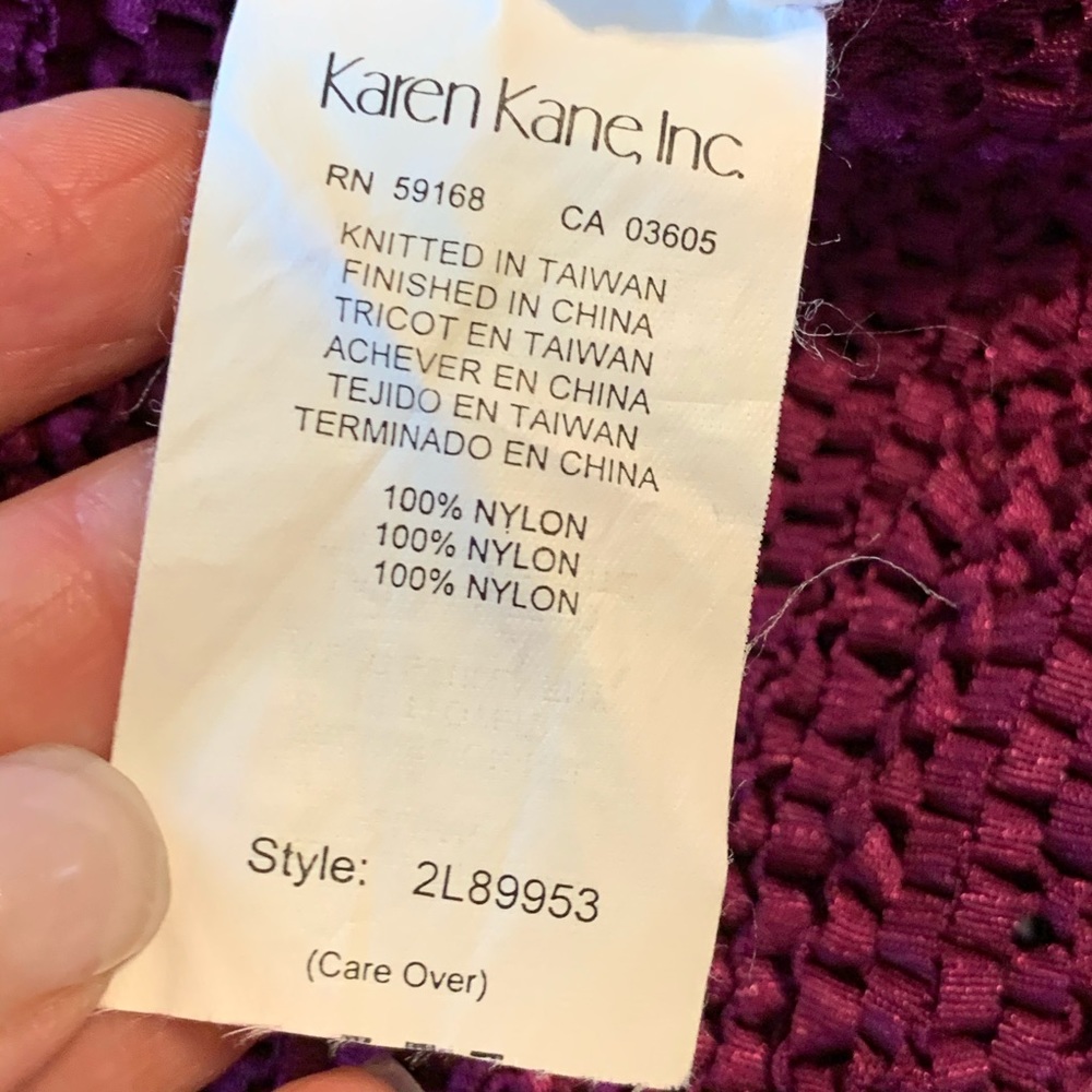 Whimsical tie-front crochet cardigan magenta fuchsia by KAREN KANE boho chic - Picture 10 of 11